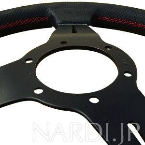 NARDI タイプA ブラックパンチングレザー＆ブラックスポーク レッド