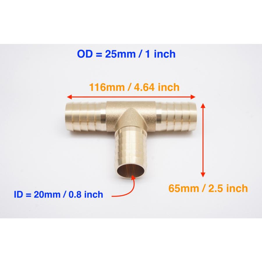 真鍮銅　Ｔ型ホースジョイントパイプ　スリーウエイ外径25ｍｍ｜autobahn88｜02