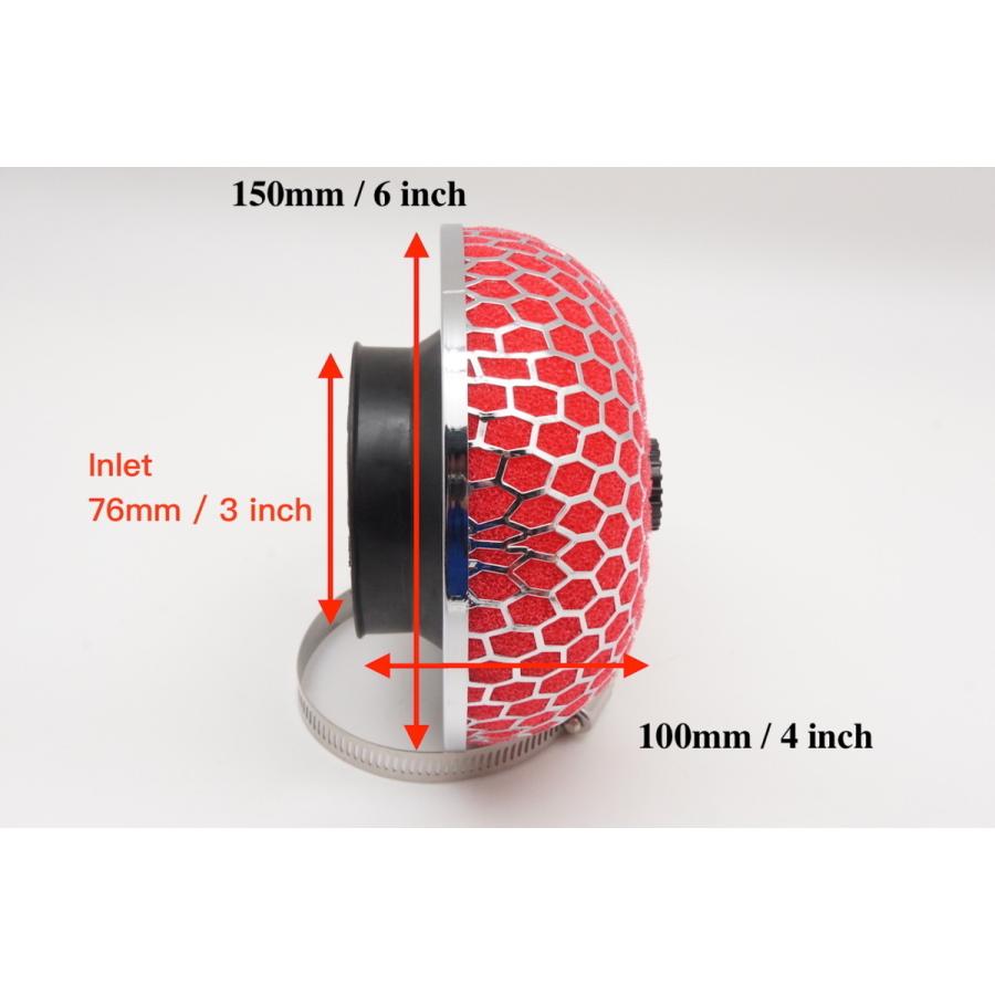 汎用 キノコ エアクリーナー スポンジ フィルター 76mm 赤
