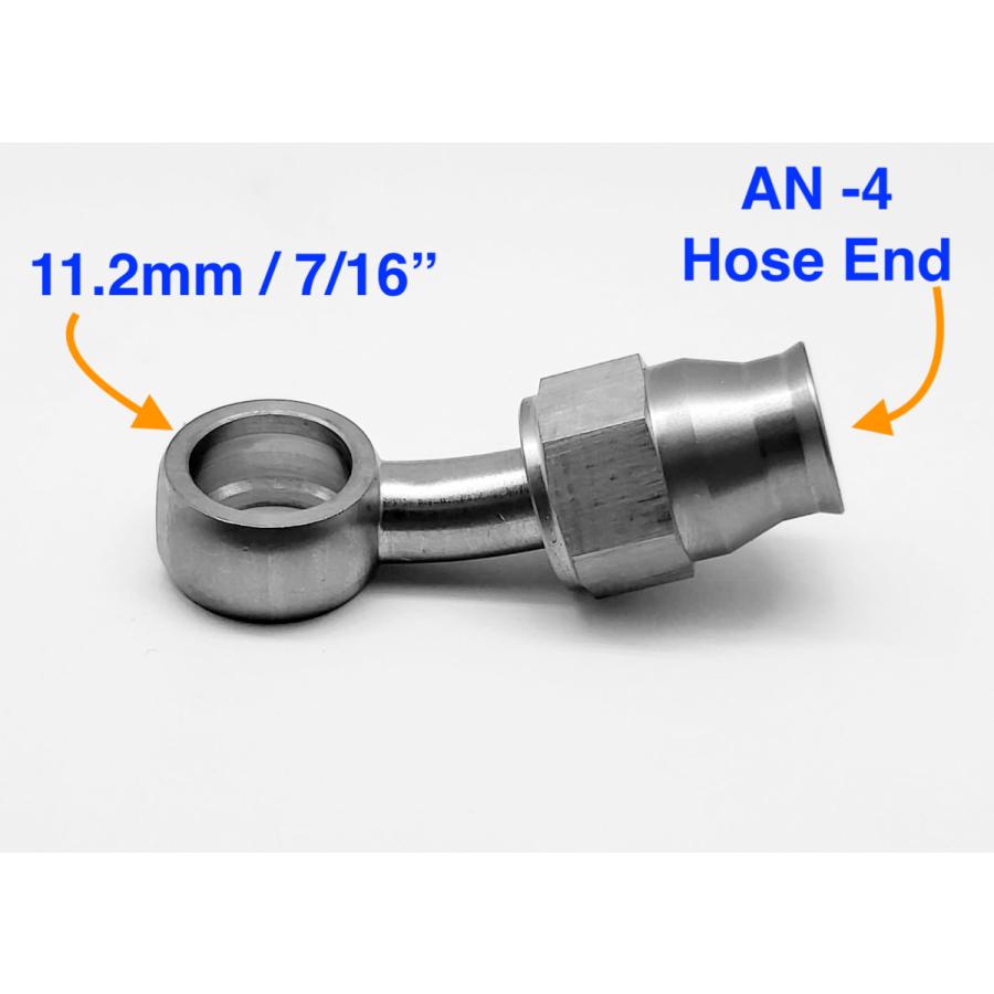 ステンレス製 20度 AN4 ブレーキホースエンド バンジョー11.2mm ステンレス製 20度 AN4 ブレーキホースエンド バンジョー11.2mm
