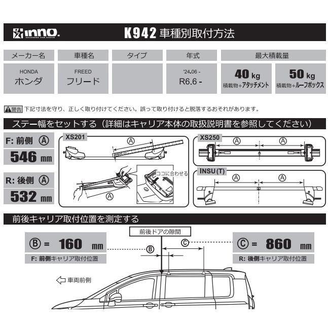 INNO イノー ホンダ フリード（GT1〜8系） ベース キャリア セット