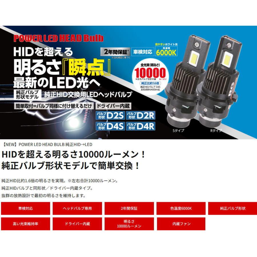 RG LEDヘッドバルブ 　6000K RGH-P912 D2S HID→LED RACING GEAR RG レーシングギア RGH-P912 (D2S／6000K）純正HID