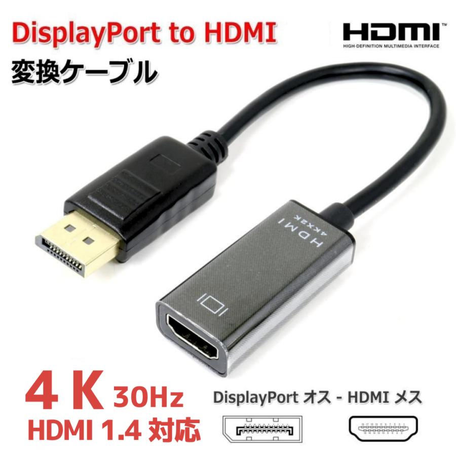 DisplayPort HDMI 変換アダプタ 4K 30Hz パッシブ DP++専用