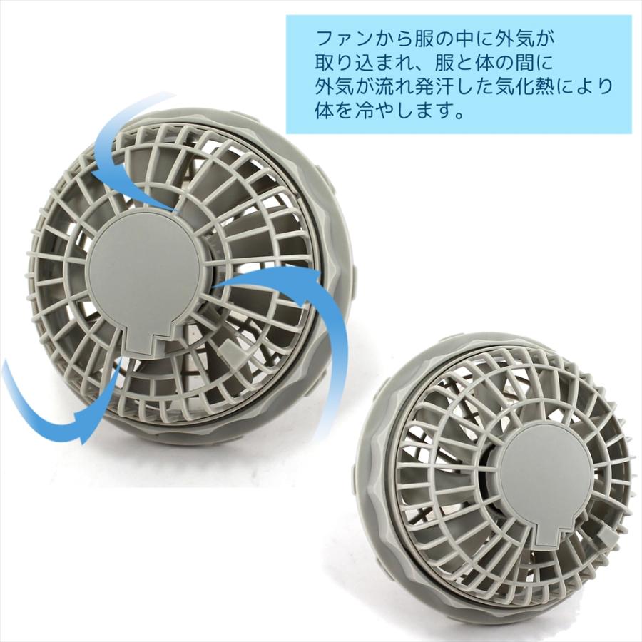 AIRSCAPE 空調服用ファン 2個セット ファン2個とケーブルのセット 作業服 炎天下 工事現場 工場 調理