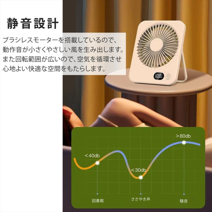 多機能 デスクトップファン ミニ 卓上 扇風機 USB充電式 5段階風量調節