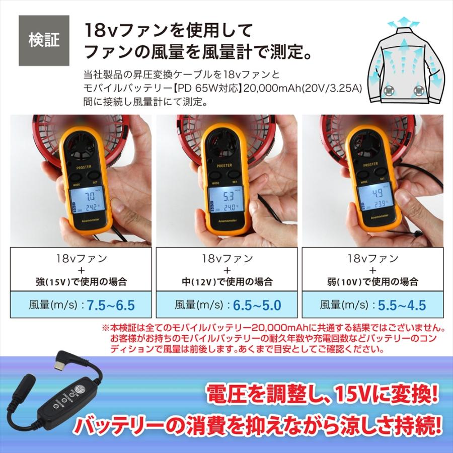 ワークマン 対応 WZ4670 WZ4650 WindCore Type-C昇圧 アダプター 15V L