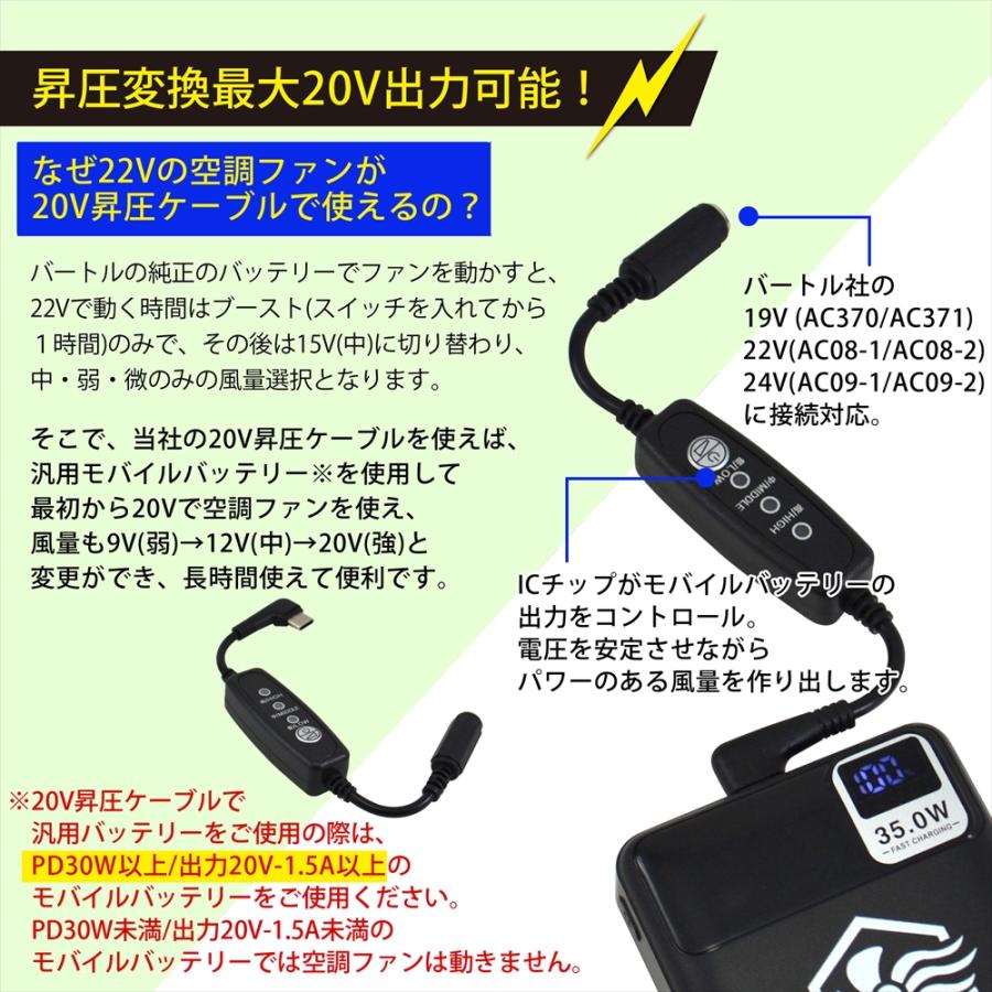 BURTLE バートル対応 2024年モデル 22V AC08-1 AC08-2 Type-C