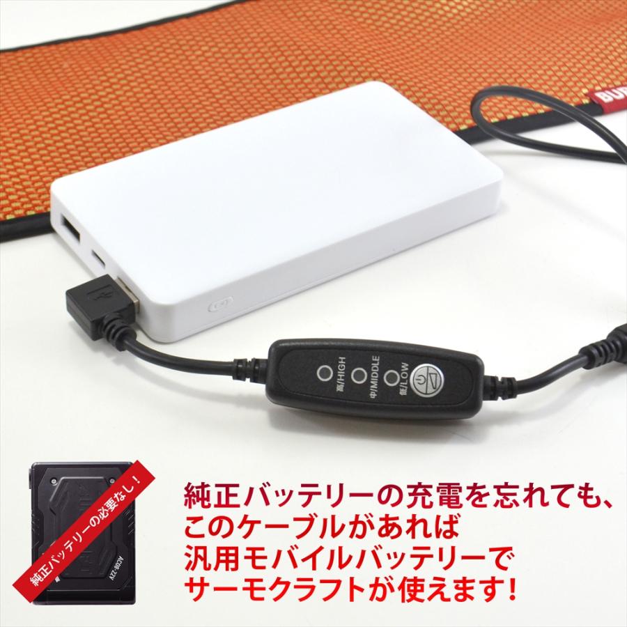BURTLE（バートル） TC250 電熱パッド BURTLE USB昇圧ケーブル サーモ