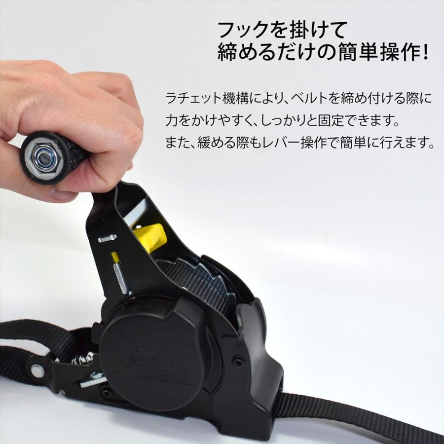自動巻取り機能 ラッシングベルト 2組セット ラチェット 荷物締め