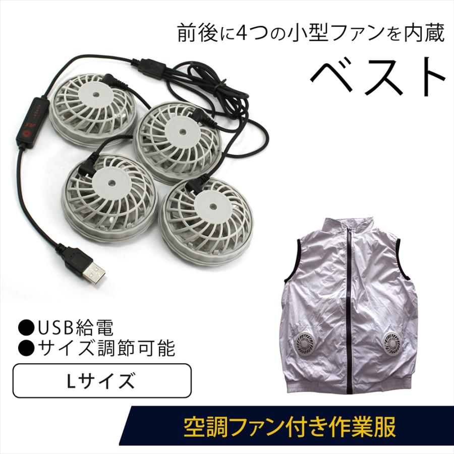 ベストタイプ 4ファン付き作業服 仕事着 スポーツ 夏用 吸汗速乾
