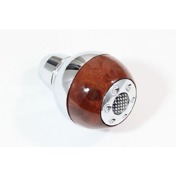 シフトノブ プッシュ式 ウッド調 木目 AT車 MT風 マニュアル風 丸型