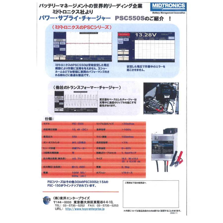 PSC-550SKit ミドトロニクス　パワーサプライチャージャー　55A　13.6V｜autoland｜03