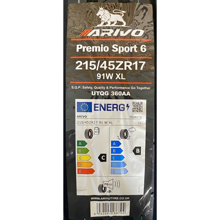 215/45R17 91W XL ARIVO PREMIO SPORT6 新品 サマータイヤ 4本セット