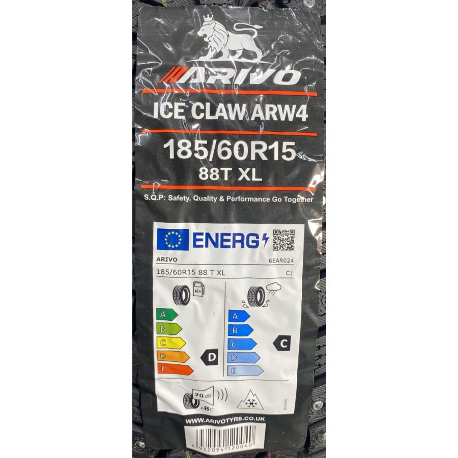 185/60R15 88T XL ARIVO ARW4 新品 スパイクタイヤ 4本セット 2025年製