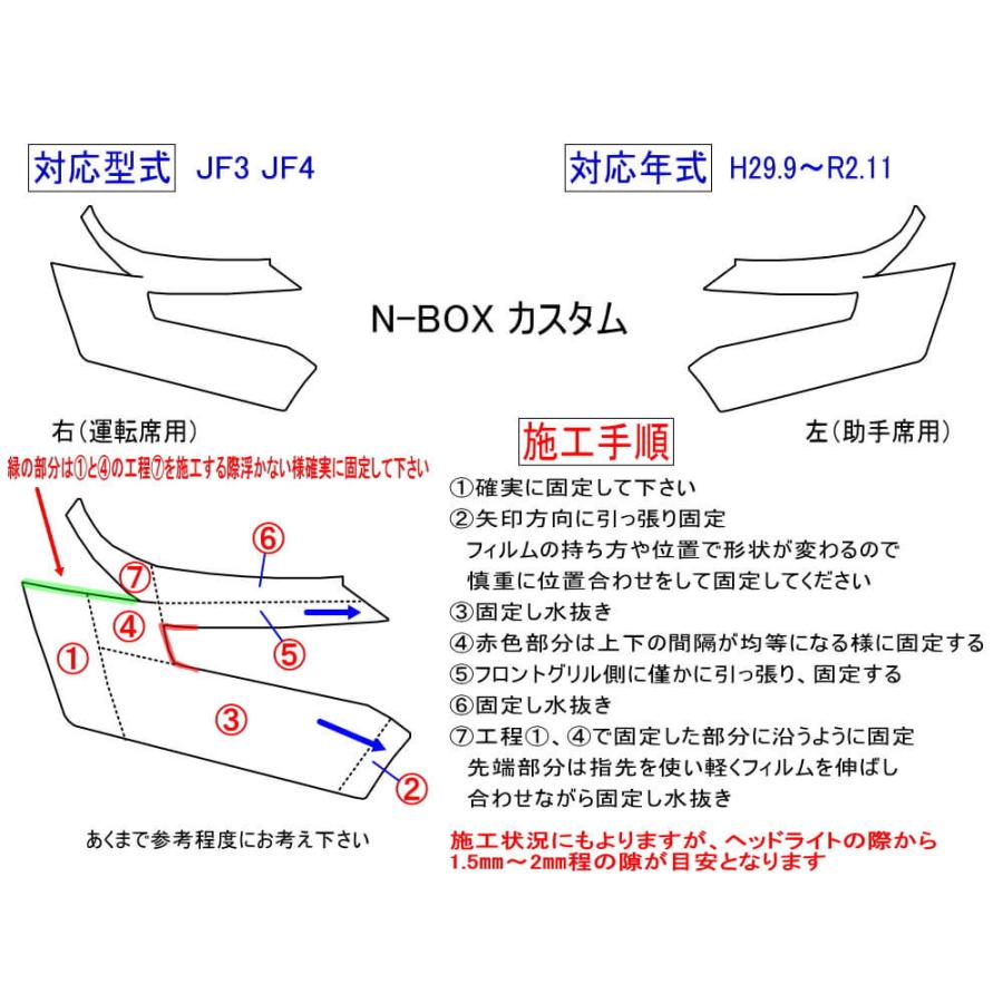 ヘッドライトプロテクションフィルム (N-BOXカスタム JF3 JF4) 車種専用 カット済み 左右セット ヘッドライト保護 エヌボックス ホンダ | N-BOX | 01