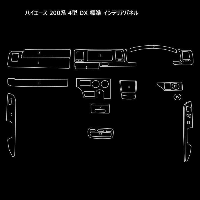 200系 ハイエース 4型 5型 DX 標準 3D インテリアパネル レッドx
