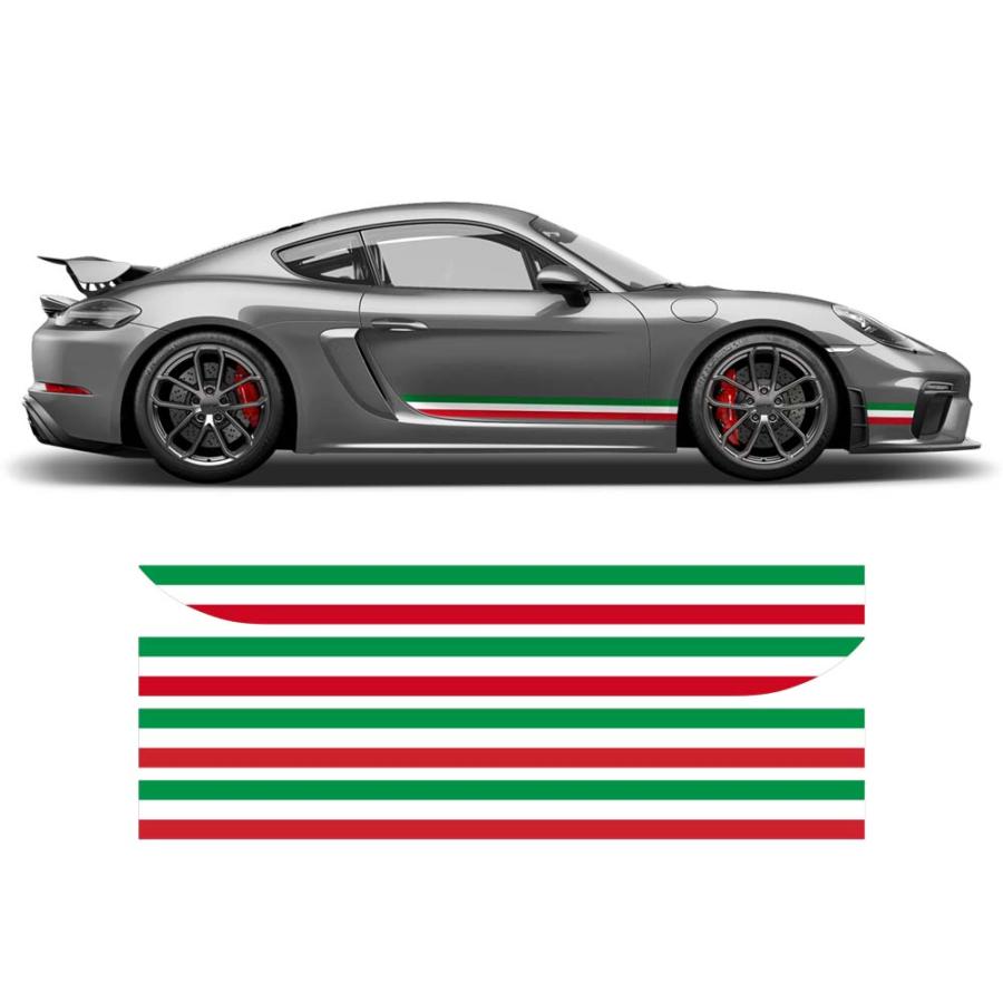 ポルシェ 718ボクスター／ケイマン イタリアンフラッグ・サイドレーシングデカール_1