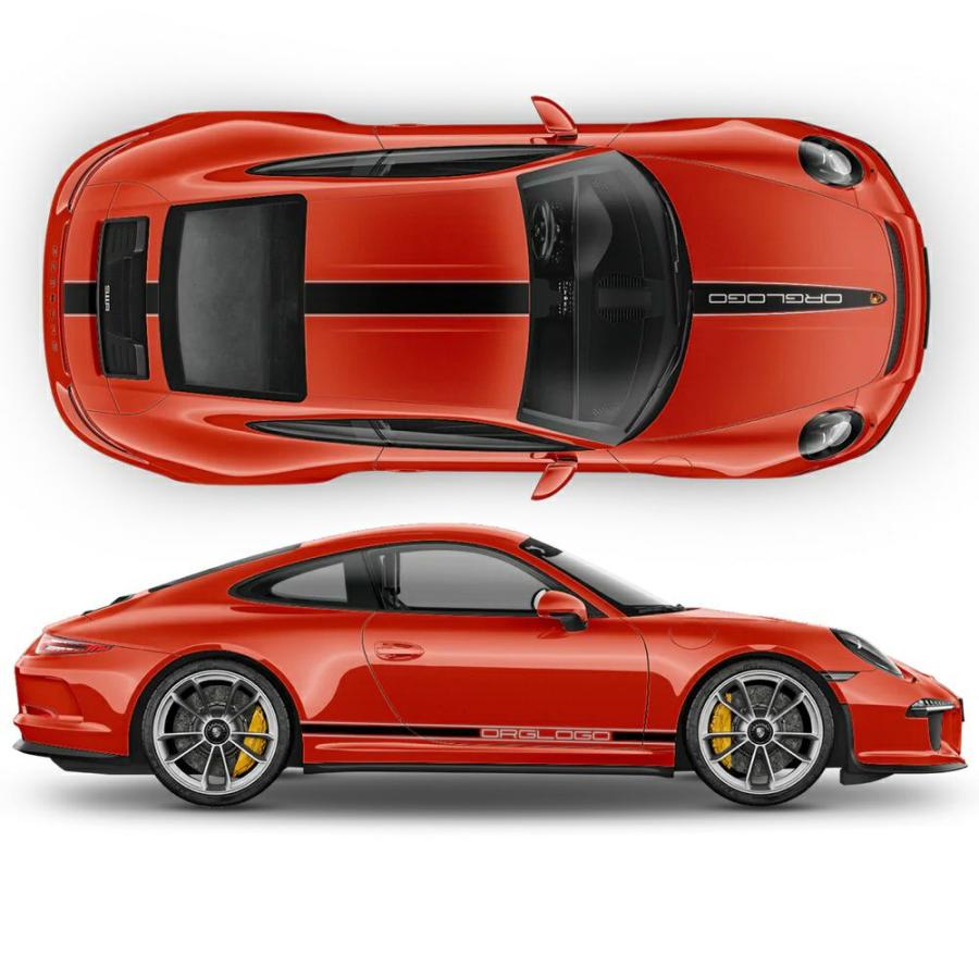 ポルシェ 911 \"PORSCHE\"テキスト デカール フルセット(トップ\u0026サイド) デュアルトーン  1999年以降モデルの画像