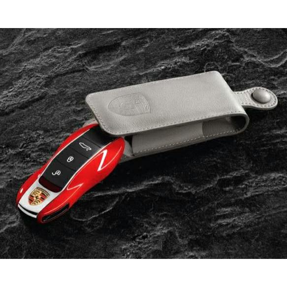 ポルシェ純正】PORSCHEスマートキー用 レザー キーポーチ プラチナ