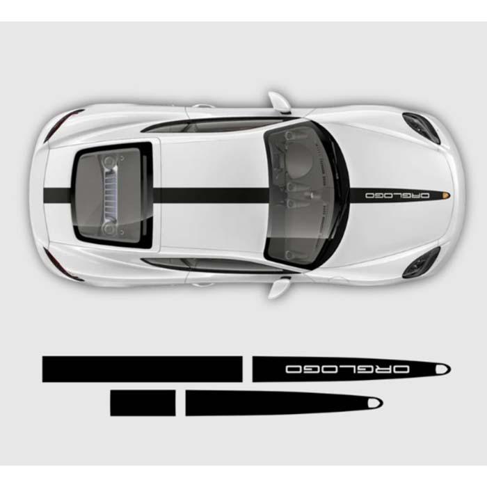 ポルシェ 981ボクスター \"Boxster\"ラインド・サイドデカール\u0026\"POESCHE\"モノカラートップデカールセット(グロスブラック)の画像