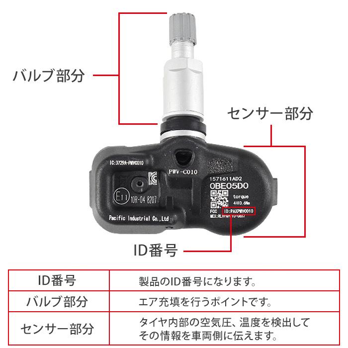 TPMS トヨタ ランドクルーザー プラド GDJ151 タイヤ 空気圧 センサー タイヤプレッシャーセンサー 4個 42607-48010 42607-39005 互換品 PMV-C015｜autopartssunrise｜03