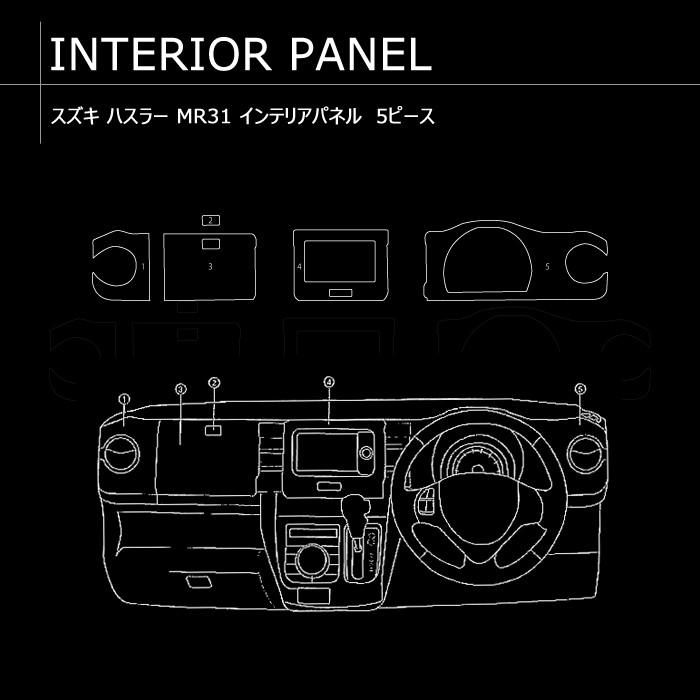 限定特価】スズキ ハスラー MR31S インテリアパネル 黒木目 5PC