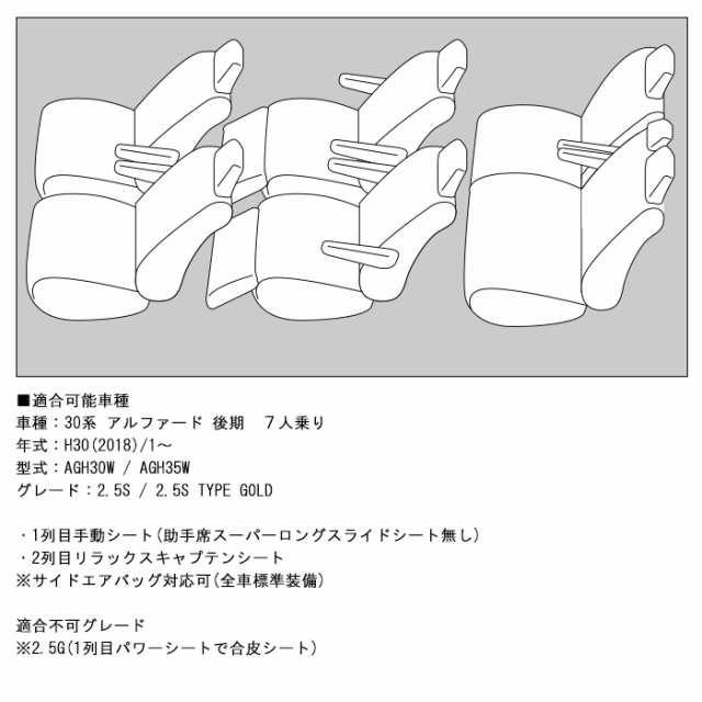 30系 アルファード 前期/後期 7人乗り S / SG シートカバー 30系 アルファード 前期/後期 7人乗り S / SG シートカバー