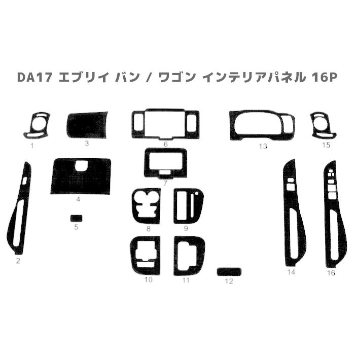 DA17W エブリイ ワゴン DA17V バン インテリア パネル 16ピース DA17W エブリイ ワゴン DA17V バン インテリア パネル 16ピース