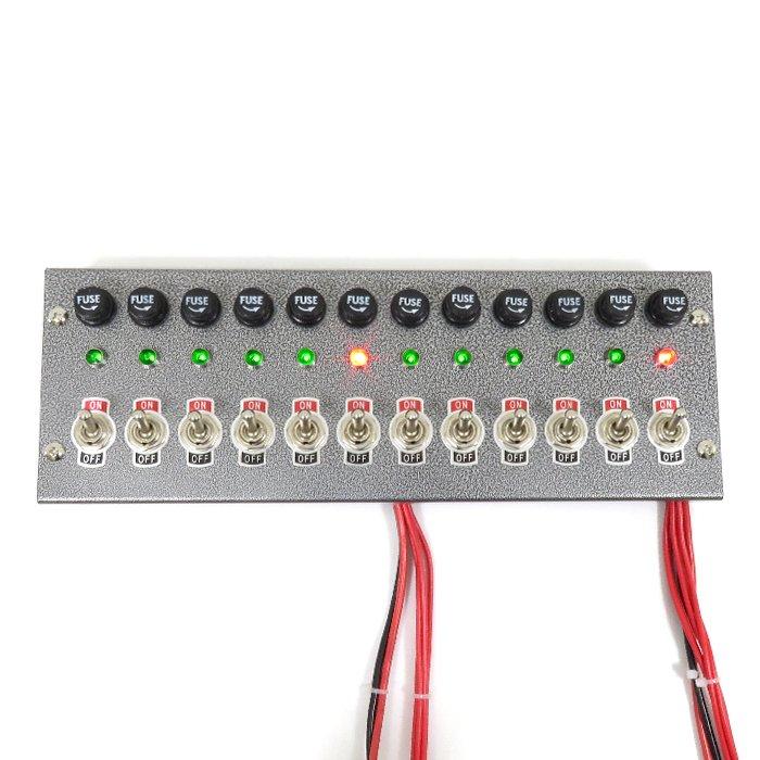 汎用 グレー 12V / 24V トラック 12連 スイッチ ボックス 電源 汎用 グレー 12V / 24V トラック 12連 スイッチ ボックス 電源
