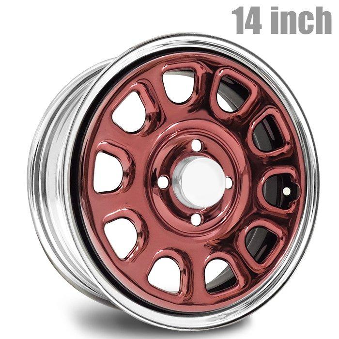 センターキャップ付き デイトナ 14インチ ホイール 14×5.0J +42 4H PCD100 CB68 キャンディーレッド クロームリム 4本セット メッキリム チェリーレッド : newparts-2702-14s : オートパーツサンライズ - 通販 - Yahoo!ショッピング センターキャップ付き デイトナ 14インチ ホイール 14×5.0J +42 4H PCD100 CB68 キャンディーレッド クロームリム 4本セット メッキリム チェリーレッド : newparts-2702-14s : オートパーツサンライズ - 通販 - Yahoo!ショッピング