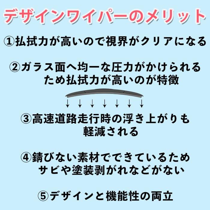 安心保証付き ダイハツ ハイゼット カーゴ S320 330V デザイン エアロ ワイパーブレード U字フック 500mm 350mm 2本 グラファイト加工｜autopartssunrise｜06