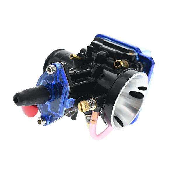 Keihin PWK 32 キャブレターとハイスロットル付きグリップ ワイズギア PWKキャブレター スケルトン トップキャップ ブルー 32φ