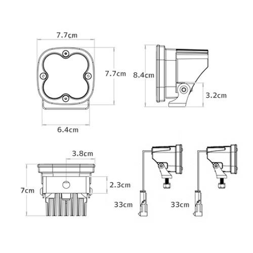 BajaDesigns 正規品 UTV用 Squadron Proシリーズ LED ライトキット 1.75インチAピラーマウント付_2