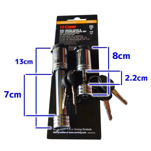 CURT 正規品 ヒッチ カプラーロックセット 2インチ角 40mm角にも適合 7/8インチスパン クロム メーカー保証付の画像