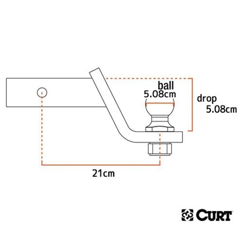 CURT 正規品 2インチ角 ヒッチメンバー用 ボールマウント 2インチヒッチボール ヒッチピン セット 2インチドロップの画像