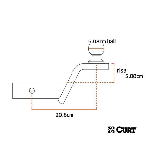 CURT 正規品 トレーラーヒッチ用 2インチボール フュージョンマウント 2インチ角 ヒッチピン付 2インチライズ メーカー保証付の画像