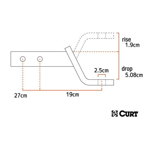 CURT 正規品 2インチ角 ヒッチメンバー用 ボールマウント 0.75インチライズ 2インチドロップ 【レビューでヒッチピンプレゼント】の画像