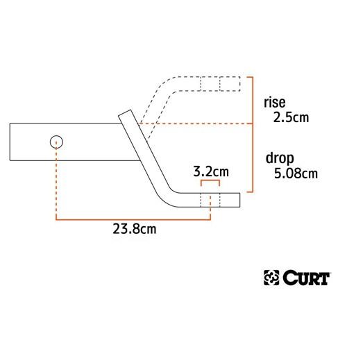 CURT 正規品 2インチ角 ヒッチメンバー用 クラス4 ボールマウント 1インチライズ 2インチドロップ 【レビューでヒッチピンプレゼント】の画像