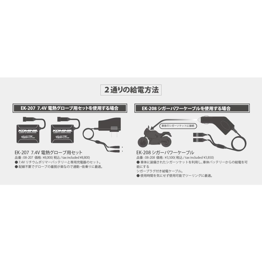 コミネ（Komine） GK-804 エレクトリックヒートグローブ-カシウス
