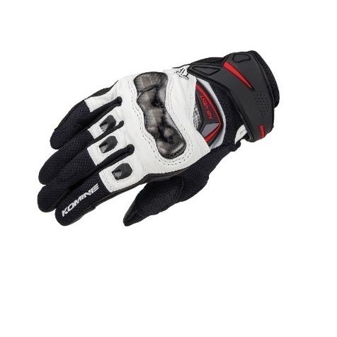 コミネ(KOMINE) GK-224 カーボンプロテクトレザーメッシュグローブ White/Black 2XLサイズ