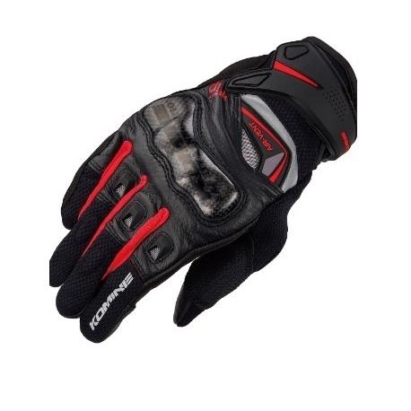 コミネ(KOMINE) GK-224 カーボンプロテクトレザーメッシュグローブ Black/Red Lサイズ