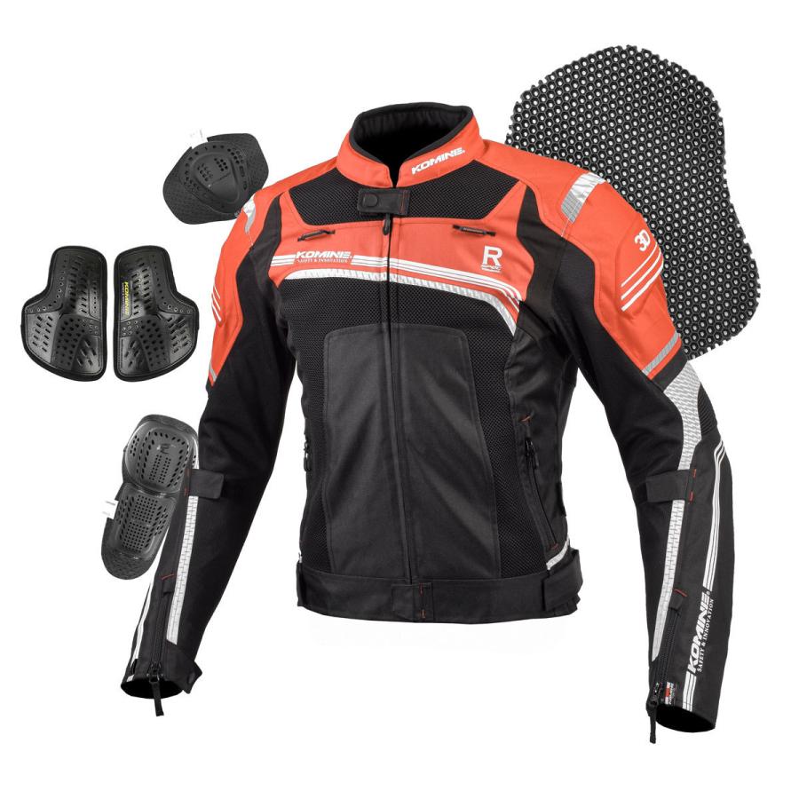 KOMINE 迷彩 メッシュジャケット JK-130R-SPEC M-JKT コミネ（Komine） JK-130 Rスペックメッシュジャケット RED/BLACK M
