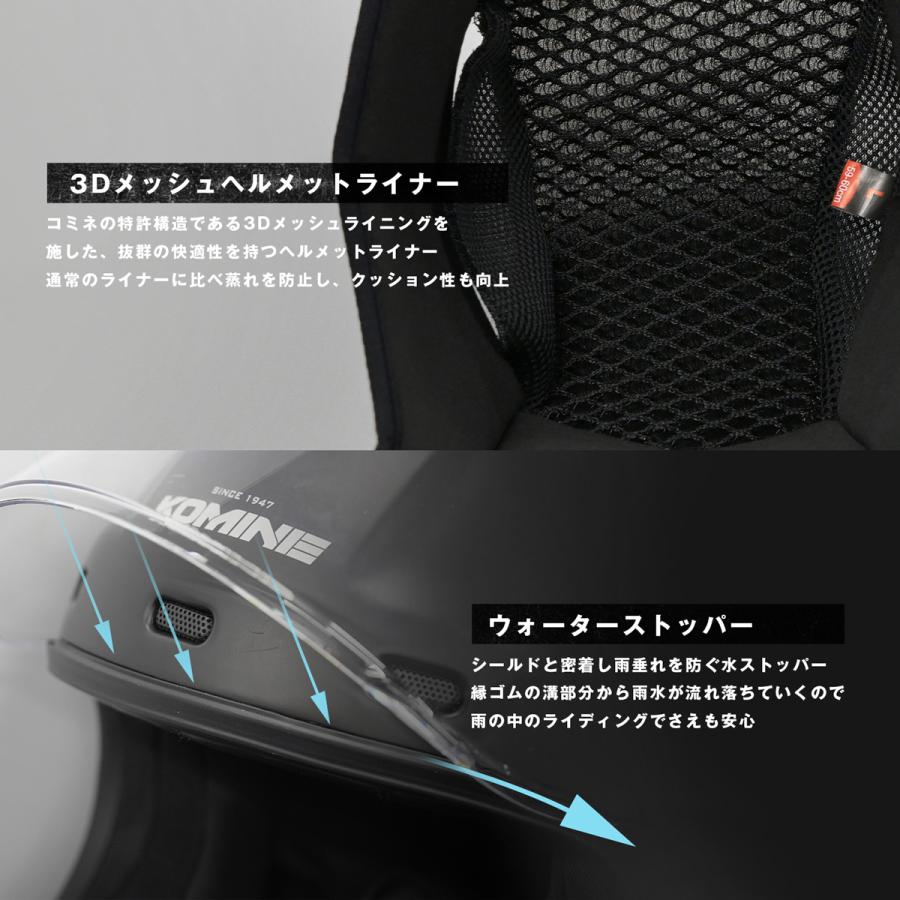 コミネ(KOMINE) HK-190 ネオレトロフルフェイスヘルメット Basalt Grey Mサイズ｜autorimessa-com｜08