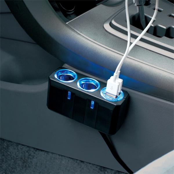 槌屋ヤック YAC シガーソケット USB電源 リングライトソケット 2連