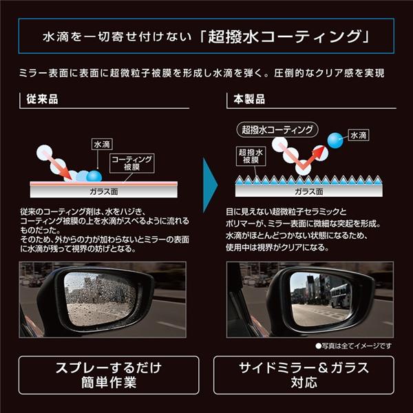 カーメイト エクスクリア 超撥水ミラーコート スプレーするだけ サイドミラーに最適 後方視界が超クリア C115｜autorule｜03