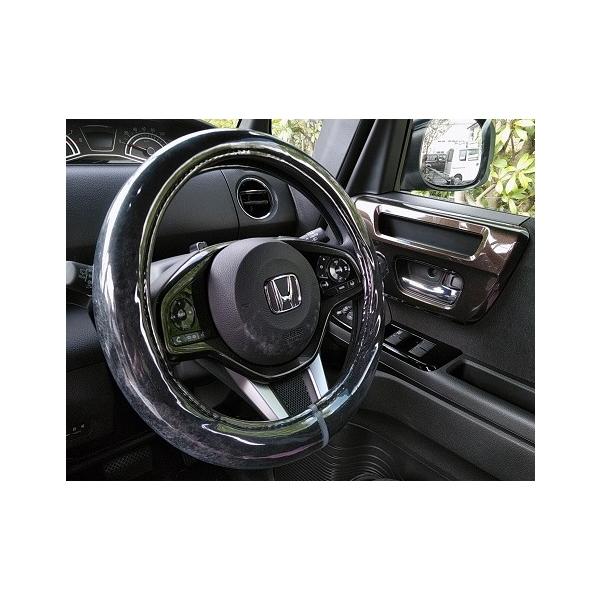LX LUXURY S ブラック 車内 ハンドル カバー ディオネ DH-208 : 雑貨