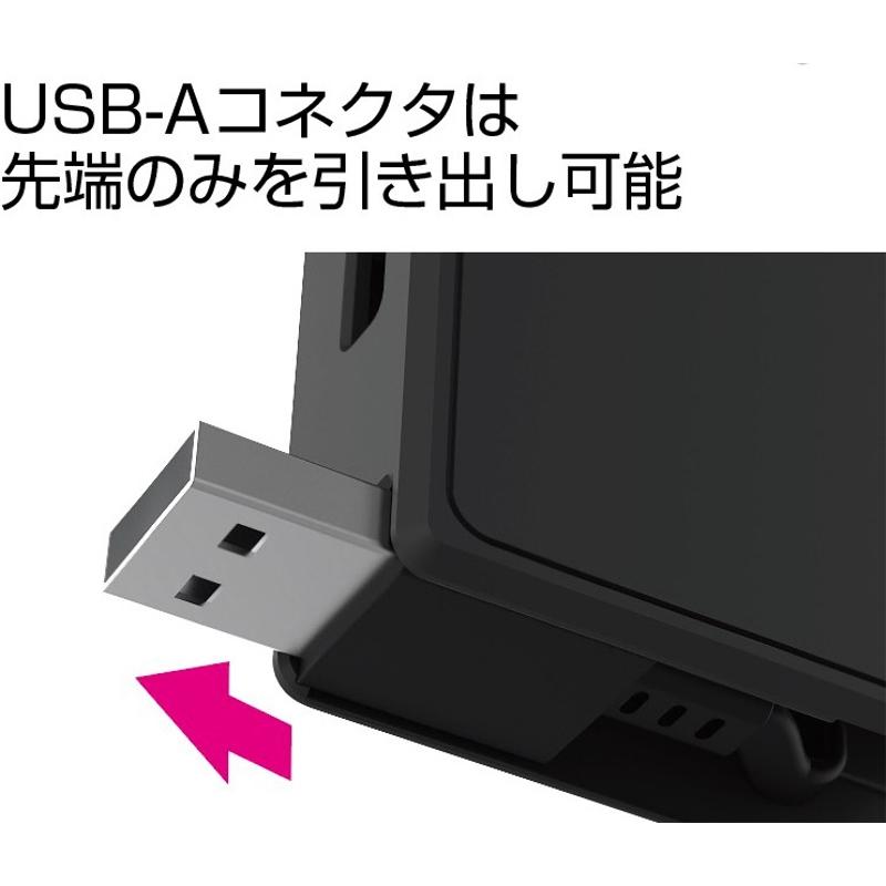 USB充電＆同期ケーブル 片引きリール 80cm LN BK USB 充電ケーブル
