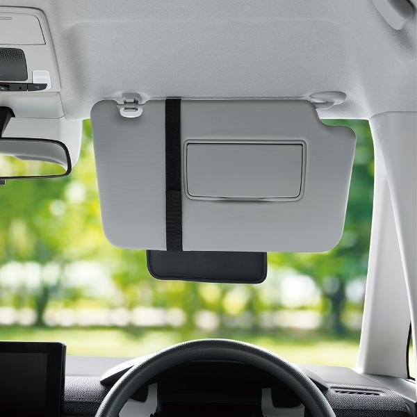 PLUSサンバイザー レザー調 ミニサイズ ベルト取り付け サンバイザー