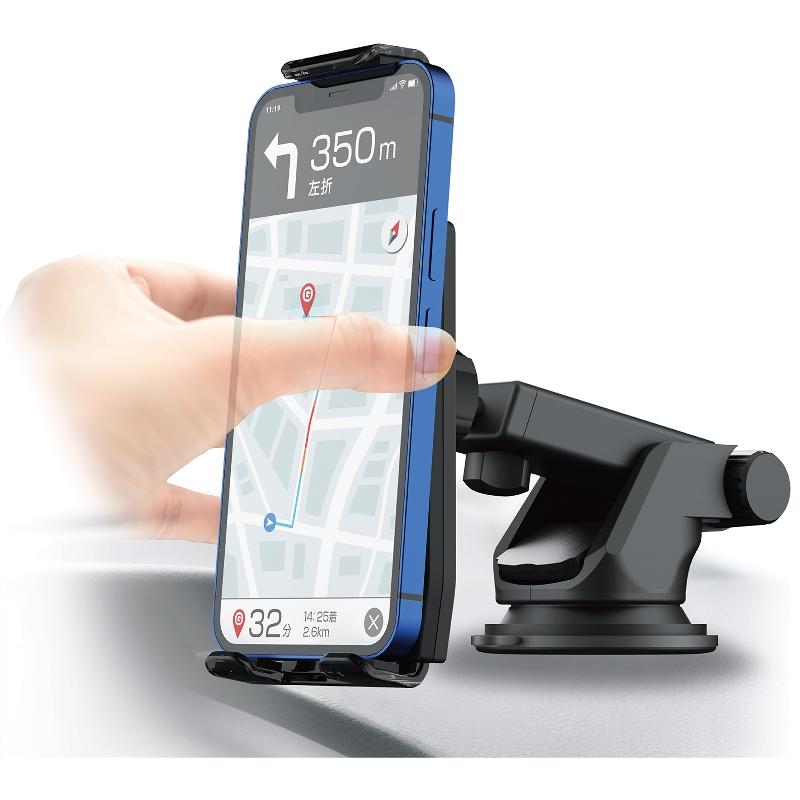 スマホホルダー 上下挟み込み ボールジョイント搭載 横向き使用可能