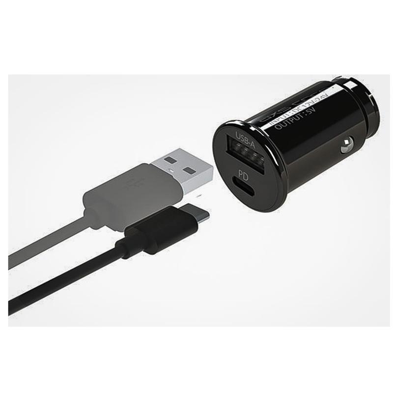 コンパクトDC充電器PD+A＆ケーブルC/L 充電器 国産DC12/24V車共用 C-C